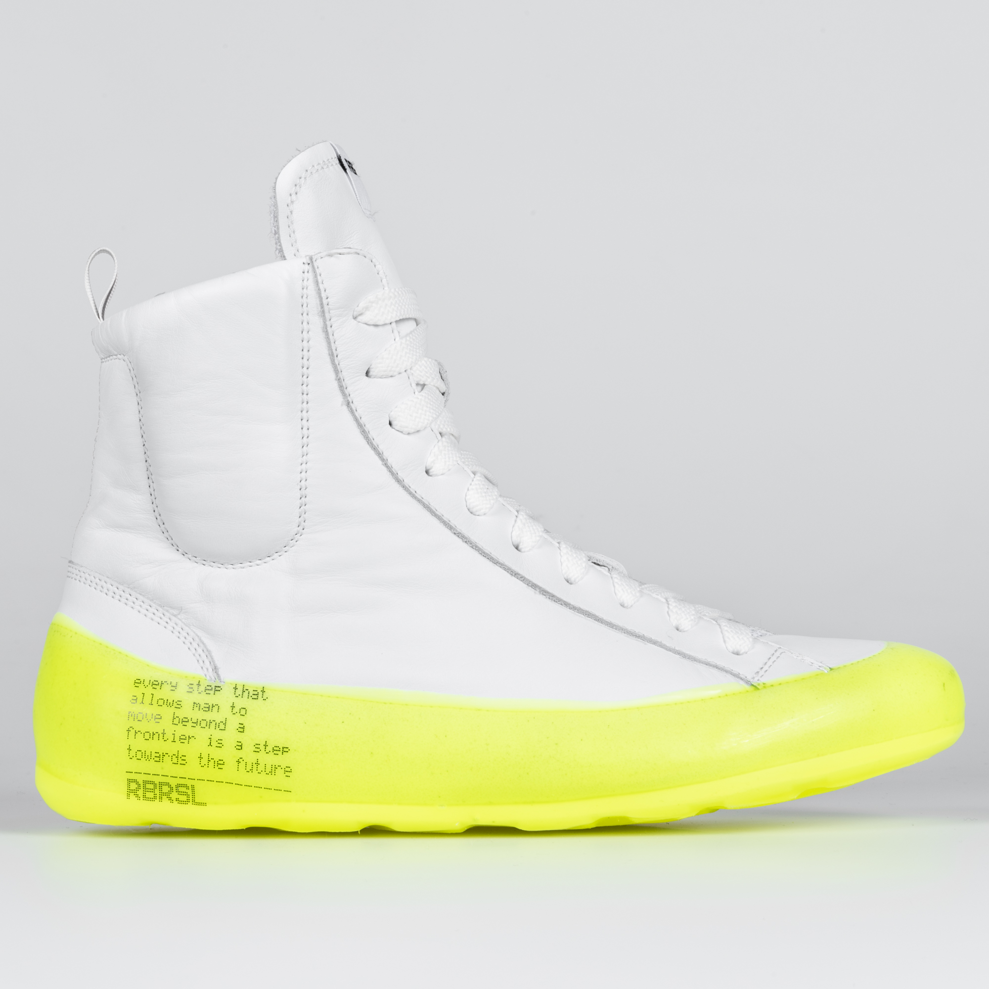 white and neon trainers