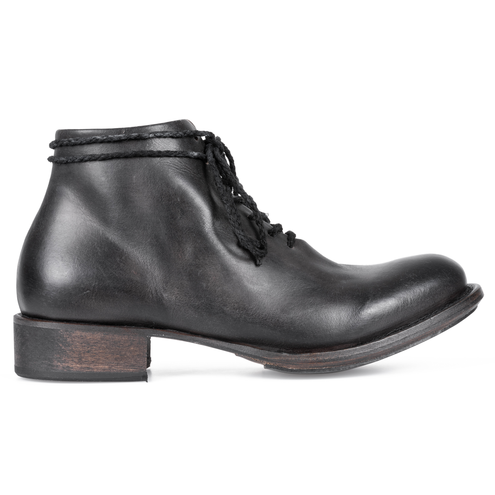 BLACK WAXED LACE UP BOOTS|wolfensson