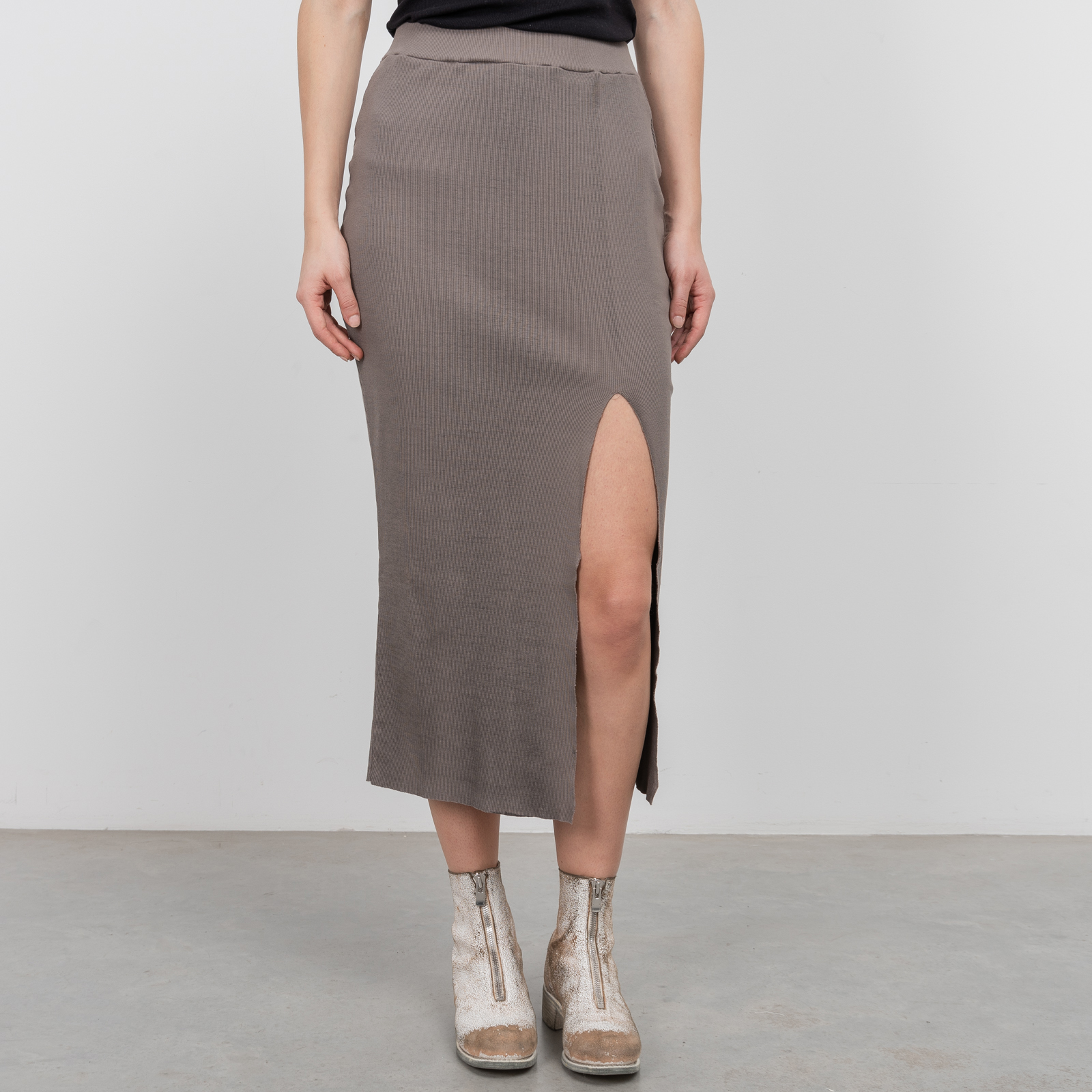 ASH RIBBED COTTON SKIRT|wolfensson